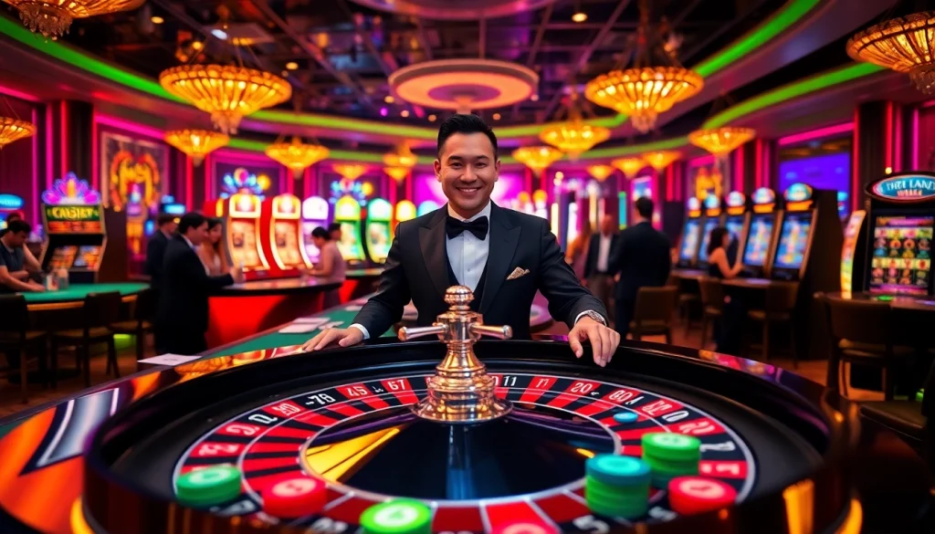 Exciting live casino atmosphere at 789P with players at roulette and vibrant gaming elements.