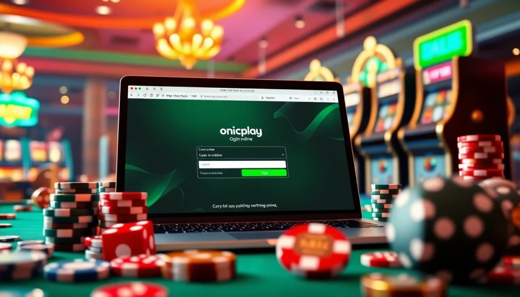 Experience Onicplay's thrilling online gaming interface amidst exciting casino elements.