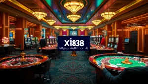 Experience thrilling gameplay at https://xin88hv.club with poker chips and roulette wheels glimmering in the casino.