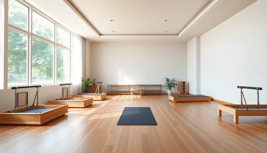 日本の台東区でピラティスを体験。現代的な設備を備えた静かなスタジオの風景。