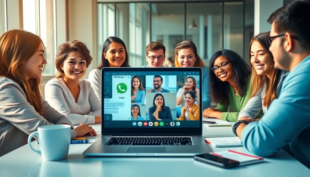 在快连官网展示的 WhatsApp Web 功能，专业人士进行数字协作。