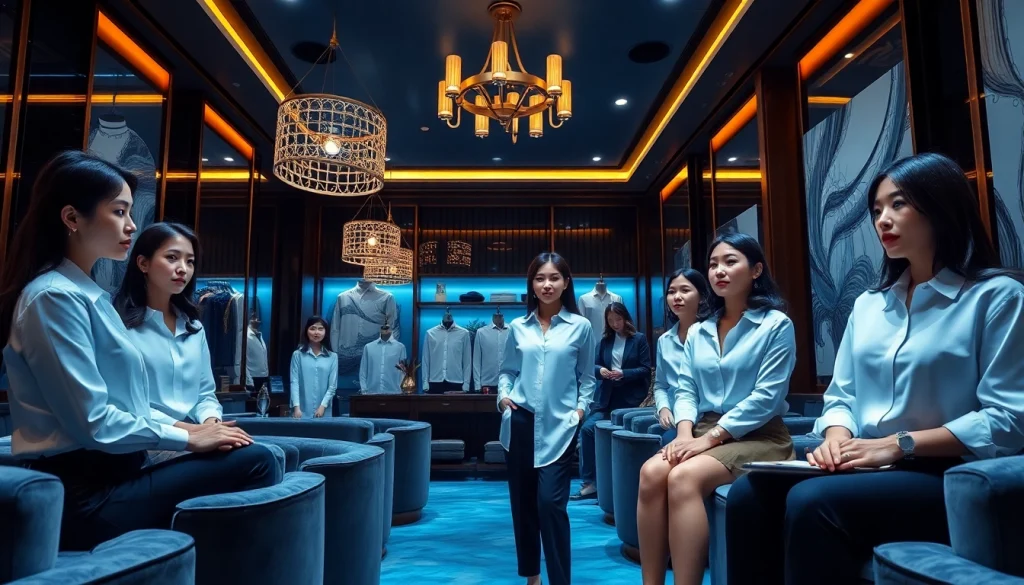 Inviting atmosphere of 인계동셔츠룸 featuring stylish managers in elegant white shirts.