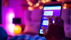 Engaging NSFW AI chat interaction with a vibrant digital interface in a cozy atmosphere.