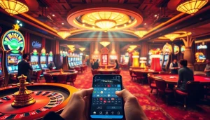 S8 casino environment with players enjoying vibrant games, highlighting online gambling accessibility.