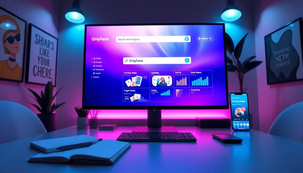 OnlyFans Search results displayed on a modern computer screen, showcasing creator discovery features.