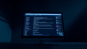 The hidden wiki dark web interface displaying categorized ".onion" links in a mysterious, dimly lit setting.