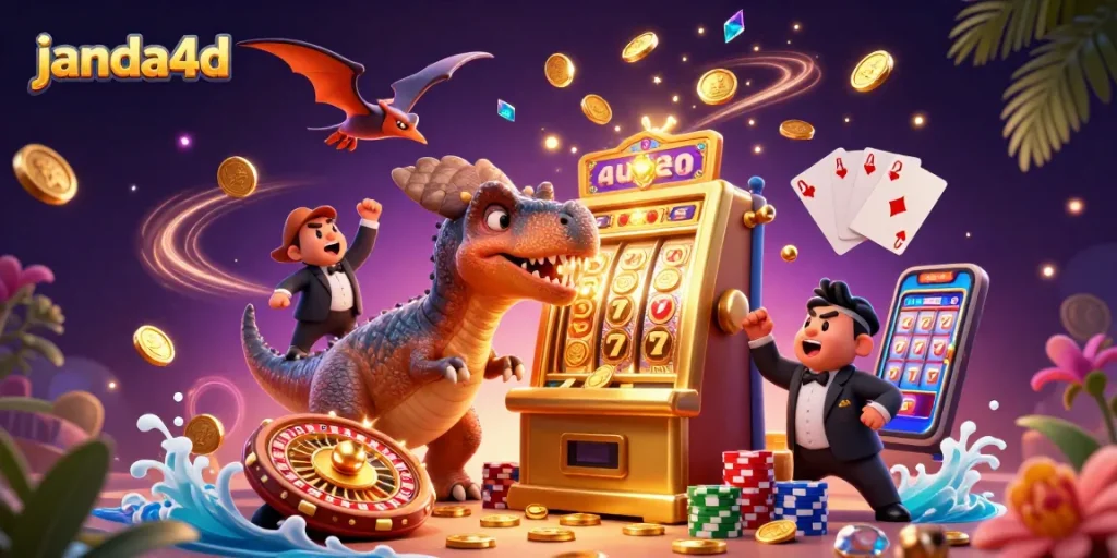 Menangkan jackpot dengan janda4d saat bermain mesin slot bertema dinosaurus di kasino online.