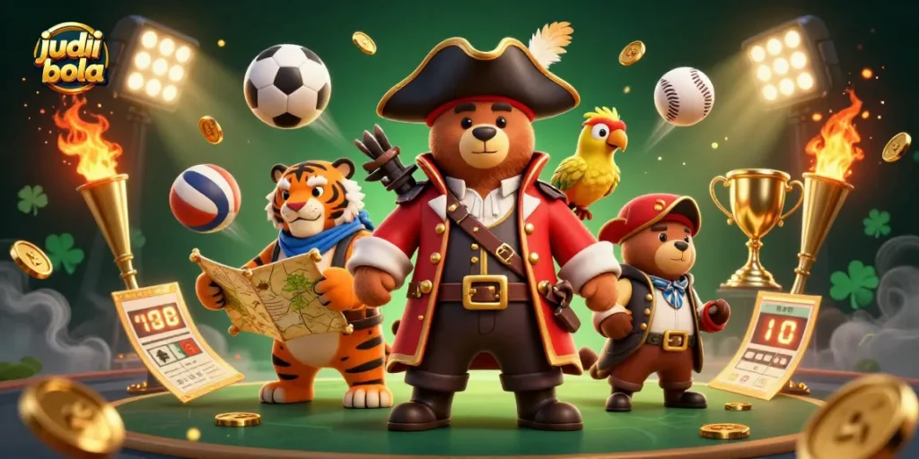 Engage in judi bola action with vibrant 3D characters, dynamic sports elements, and dazzling visuals.