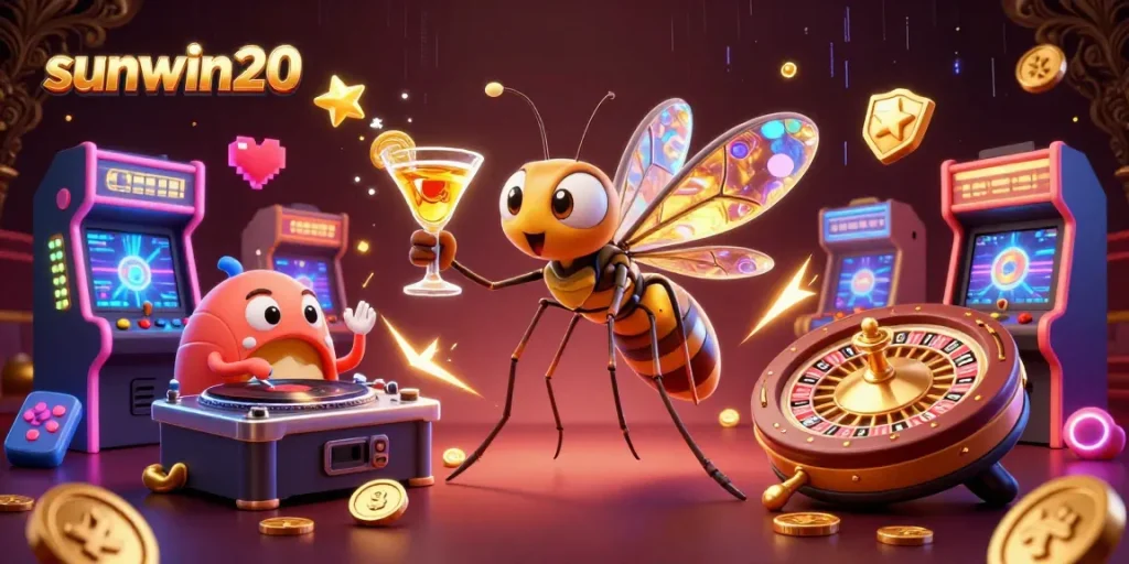 Experience the thrill of sunwin20 casino games with this vibrant digital illustration, showcasing dynamic characters and gameplay elements.
