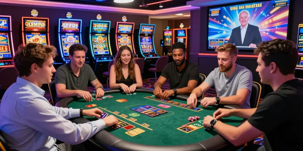 Players enjoying mastercard casinos in an exciting online gaming atmosphere with vibrant slots and live dealer.