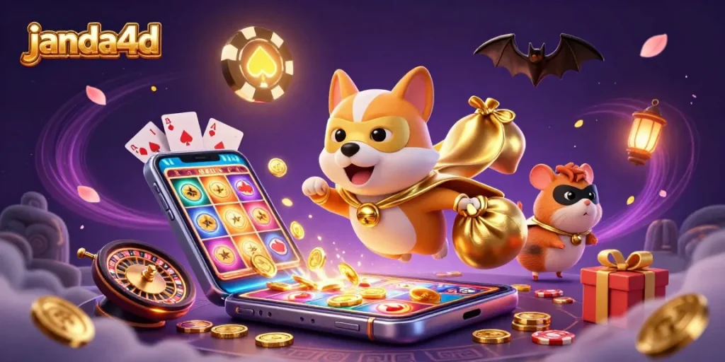 Janda4d menawarkan pengalaman bermain slot yang menarik dengan simbol putaran, koin emas, dan karakter superhero.